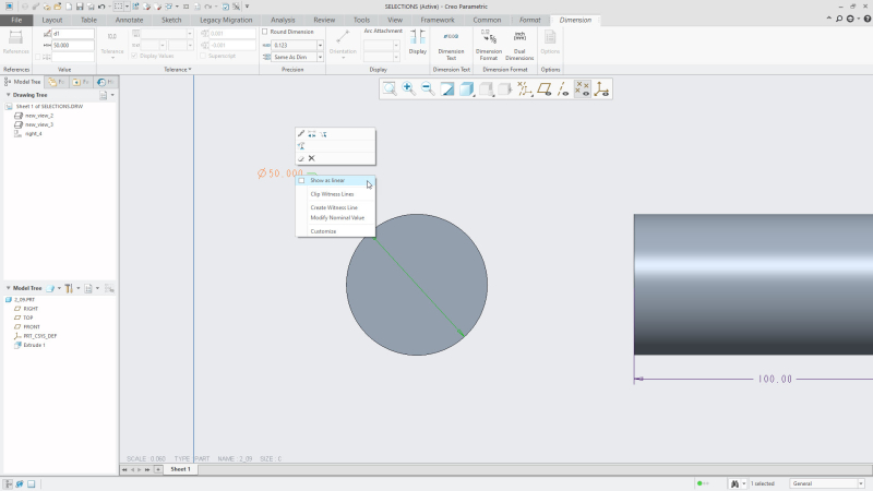 Creo Parametric Tip How To Convert A Diameter Dimension To A Linear